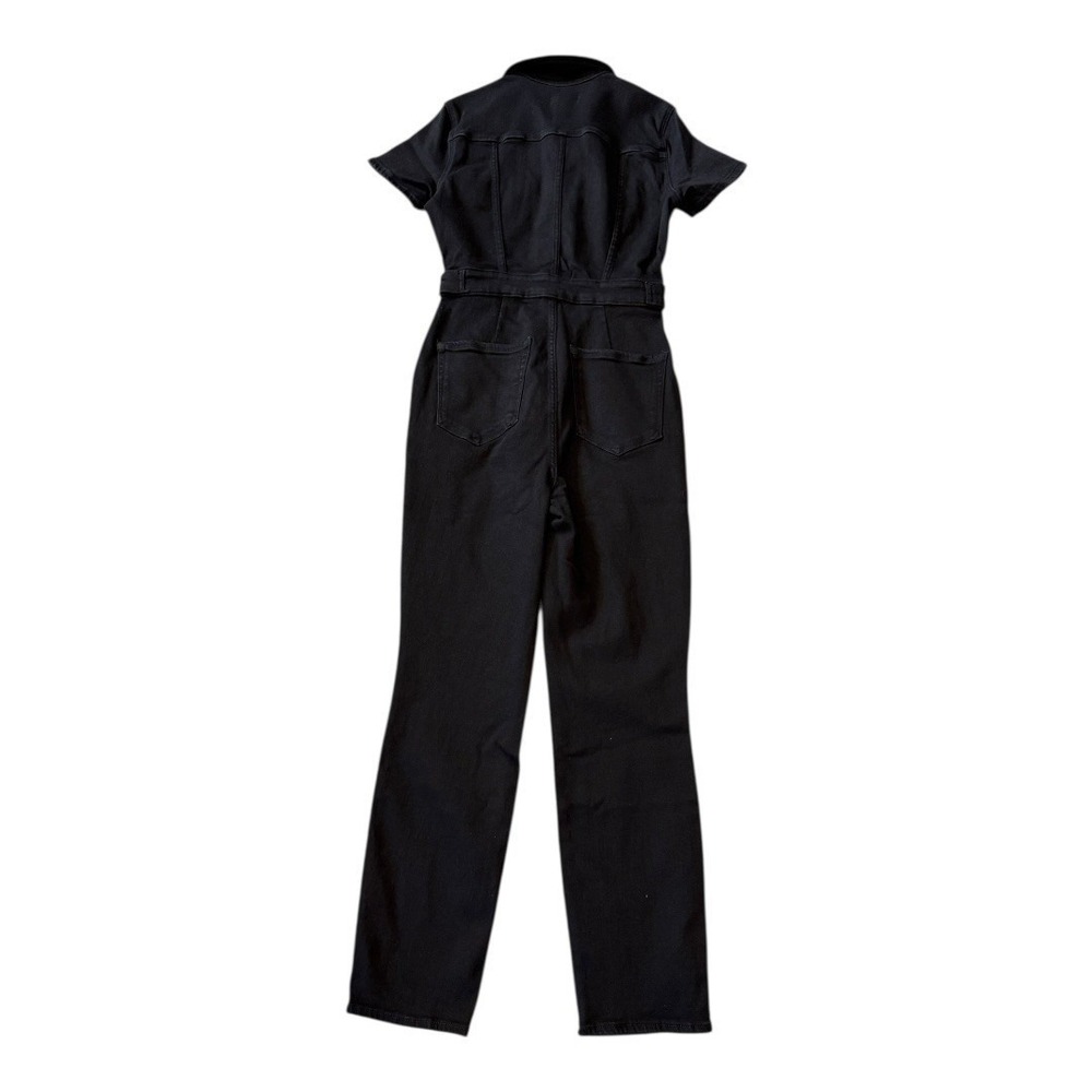 Black Short-Sleeve Denim Jumpsuit - Picture 3 of 7